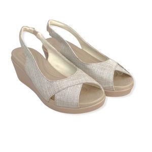 NEW Crocs Women's Leigh Ann Shimmer Slingback Wedge SIZE 6
